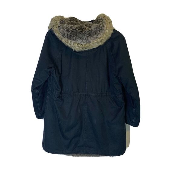 Community Hooded Coat Parka XL Aritzia Black Faux Fur Lined Removeable Lining - Picture 2 of 12